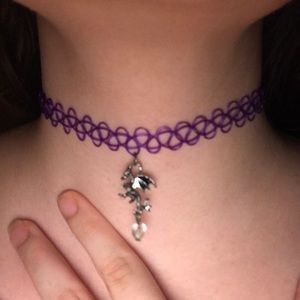 Purple Dragon Charm Tattoo Choker